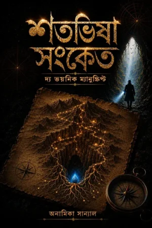Shatabhisha Sanket Bengali mystery thriller book cover featuring an ancient manuscript and hidden cave mystery